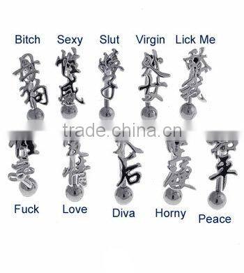 316l stainless steel navel jewelry ring pink words belly rings