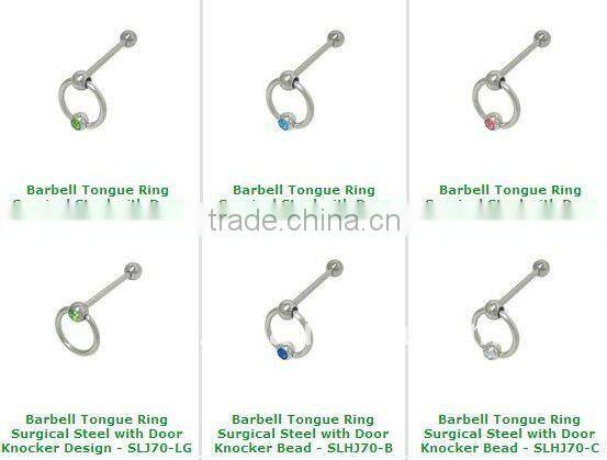 Straight Barbell Tongue Ring Surgical Steel with Light Blue UV Acrylic Dice Body Jewelry Piercing
