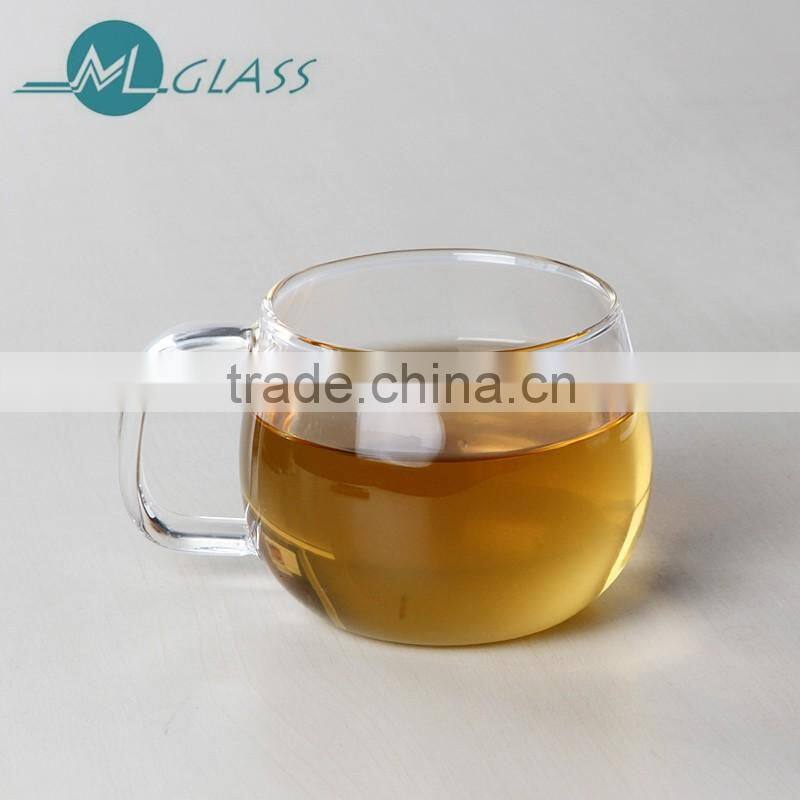 Clear glass heat resisting glass tea cup small glass cup with handle
