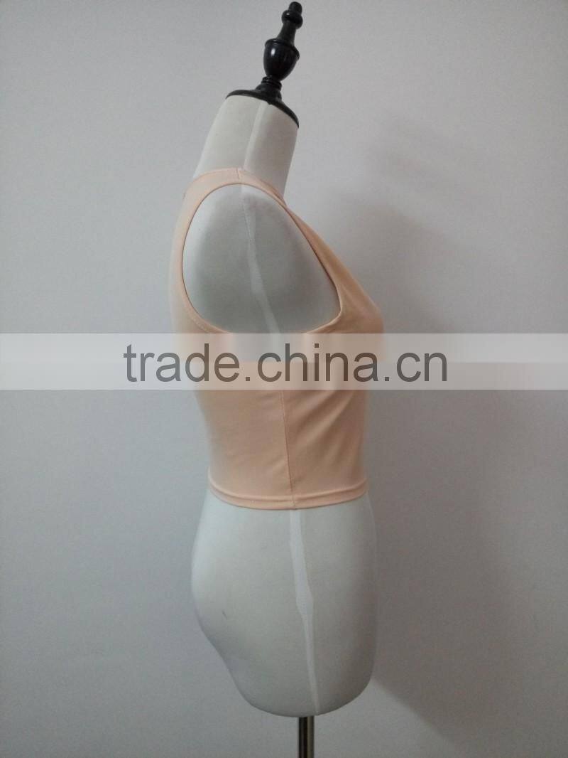 Bonvatt Sleeveless cross-three-color v-neck women's T-shirt