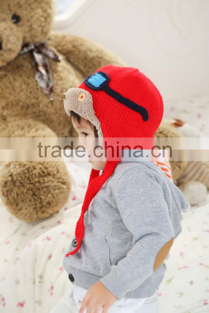 New Cute Baby Toddler Boy Girl Kids Pilot Aviator Cap Warm Hats Earflap Beanie Children Knitted Winter Hats