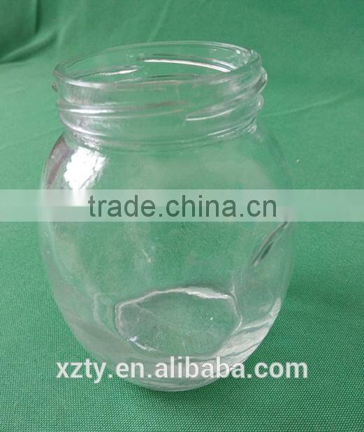 320ml glass flat drum bottle with ears for chilli sauce