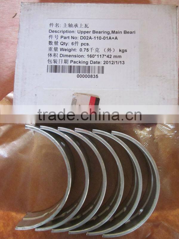 shangchai engine main bearing D02A-110-01A+A upper bearing shanghai diesel c6121 parts bearing