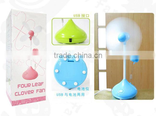 lovely clover mini fan cute battery USB fan
