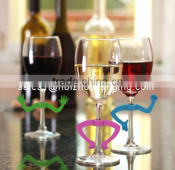 Silicone Charades Gesturing Drink Markers,Popular Silicone Wine Glass Markers