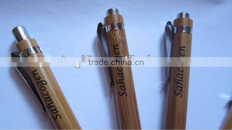 2015 New Eco Friendly Stylus Bamboo Pen with Metal Clip