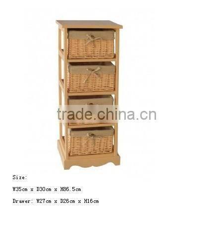 Cheap wicker basket storage shelves with 4 wheels