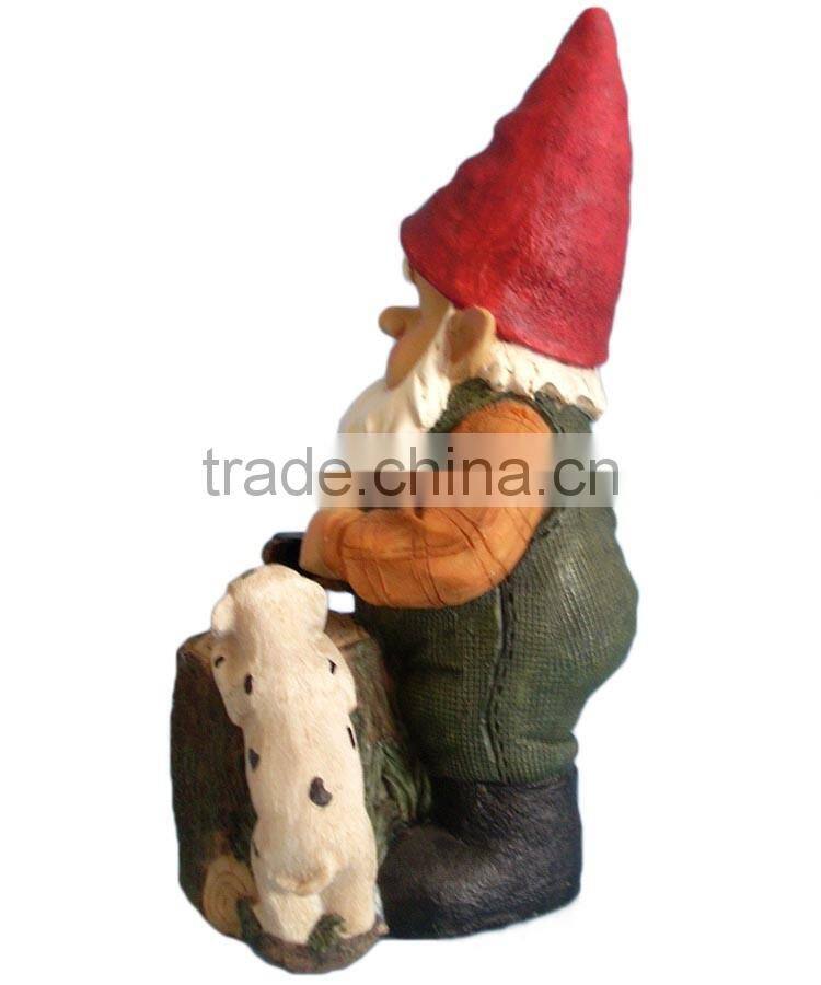 Popular cute fiberglass resin dwarf statues with cute dog