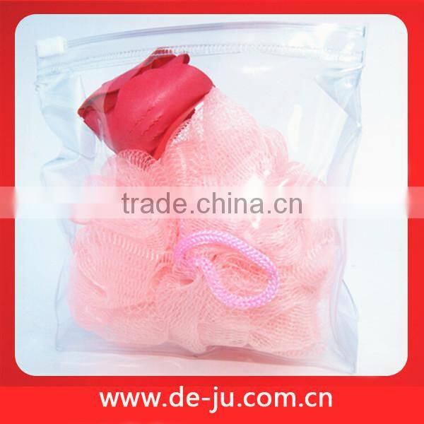Sponge Pink Soap Flower Small Gift Bag Bath Set