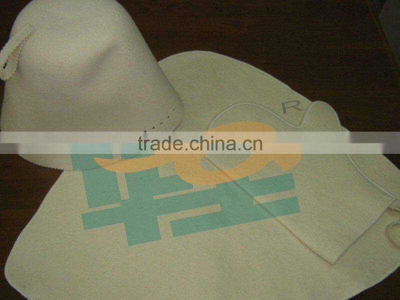 wool felt sauna hat and glove