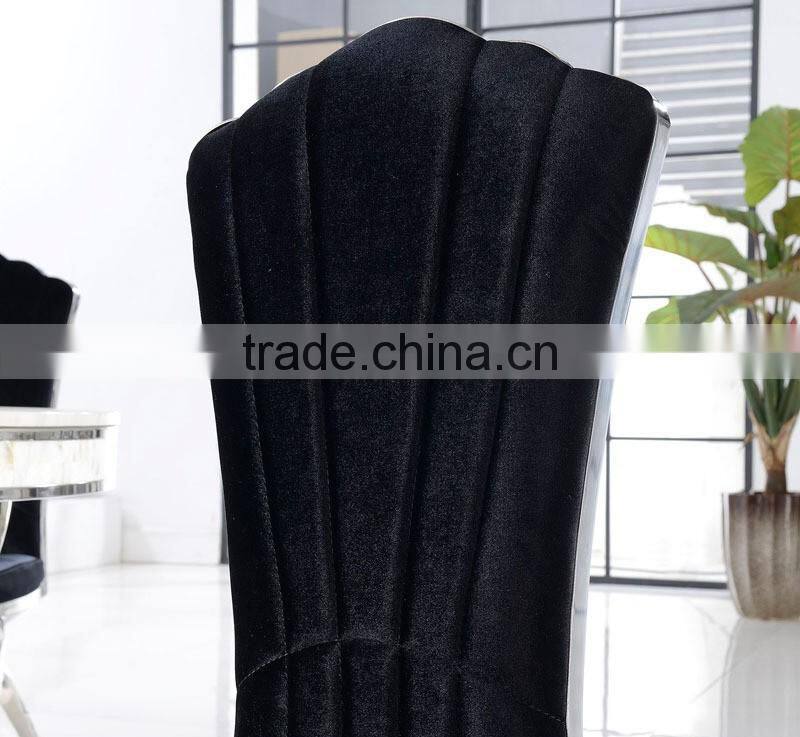 fancy black velvet dining chair for hotel
