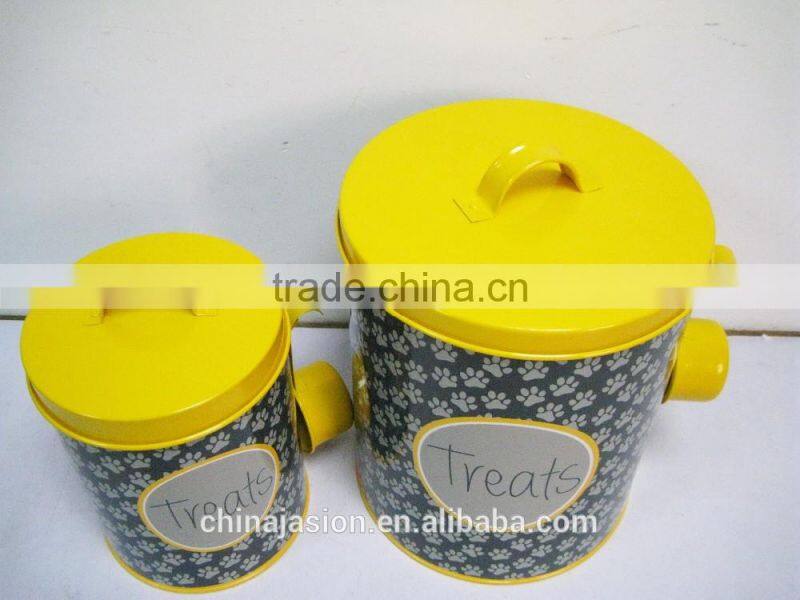 Metal dog food container set tin storage box with lid