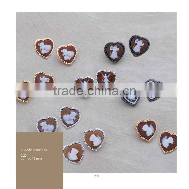 925 Sterling Silver Heart-Shaped Handmade Cameo Pendants Made in Italy P20 cameo17mm