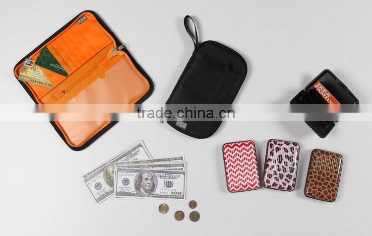 Toprank Multifunction Personalized Flocking PVC Zipper Document Bag Card Cover Folding Passport Travel Wallet With Zip Around
