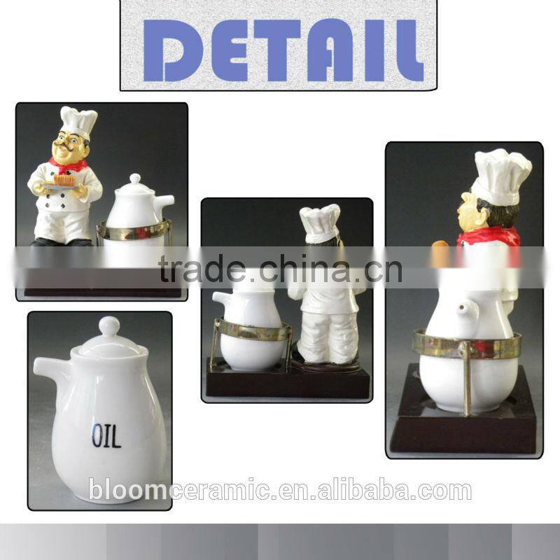 2015 new design ceramic oil bottles,polyresin chef figurines