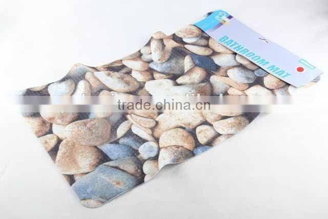 Rectangular PVC anti-slip bath mat covered with color printing cloth/bathroom mat