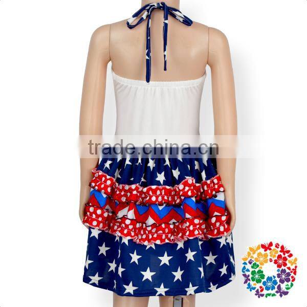Girls New Fashion 4Th Of July Holiday Parade Dress Blue Star Kids One-Piece Dress