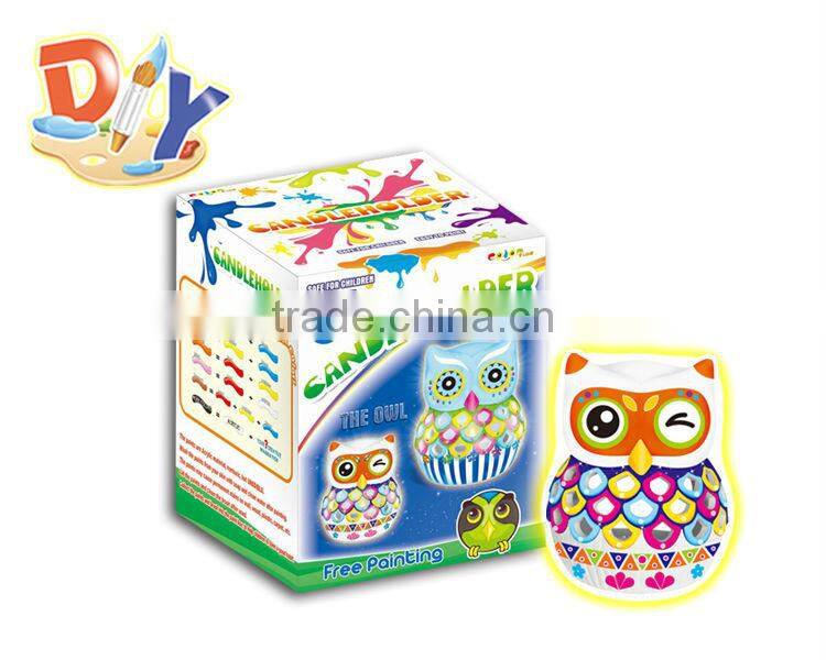 factory new design DIY free coloring ceramic owl candle holder