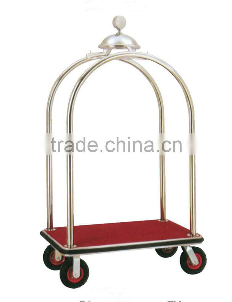 Gold hotel luggage trolley bellboy serve trolley factory price BY-388