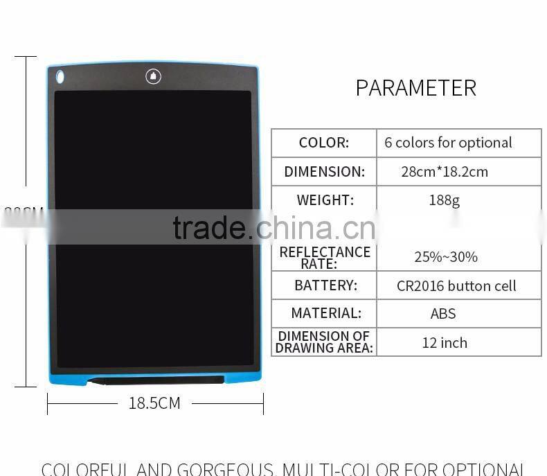 12 inch paperless LCD writing tablet/board for kids/home/office/teaching