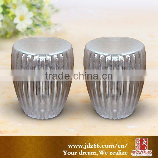 Silver color chinese cermaic barrel stool