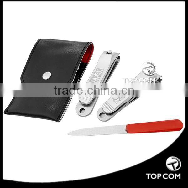 Large Straight Edge Clipper 76mm & Small Straight Edge Clipper 65mm with Black & Red Travel Pouch