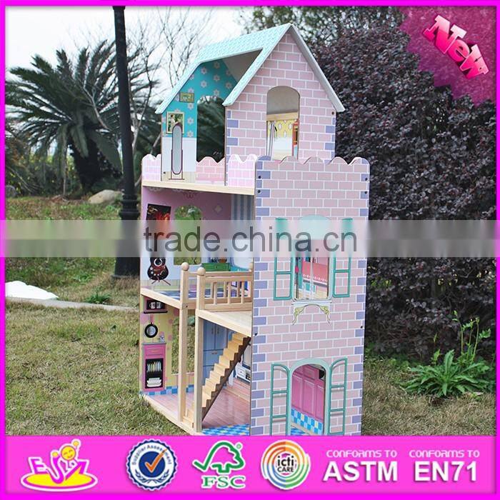 2017 New products lovely children wooden large dolls house W06A037