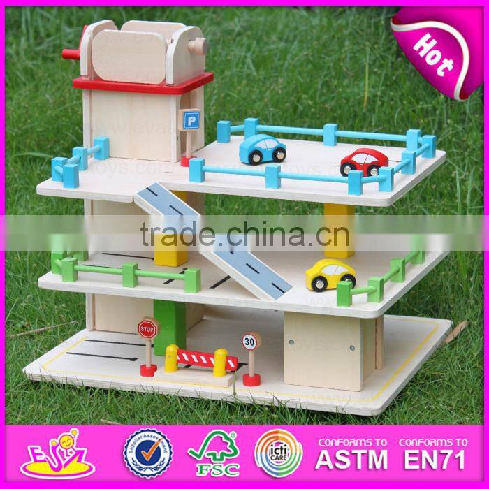2016 new products interesting wooden parking garage for toy cars W04B043