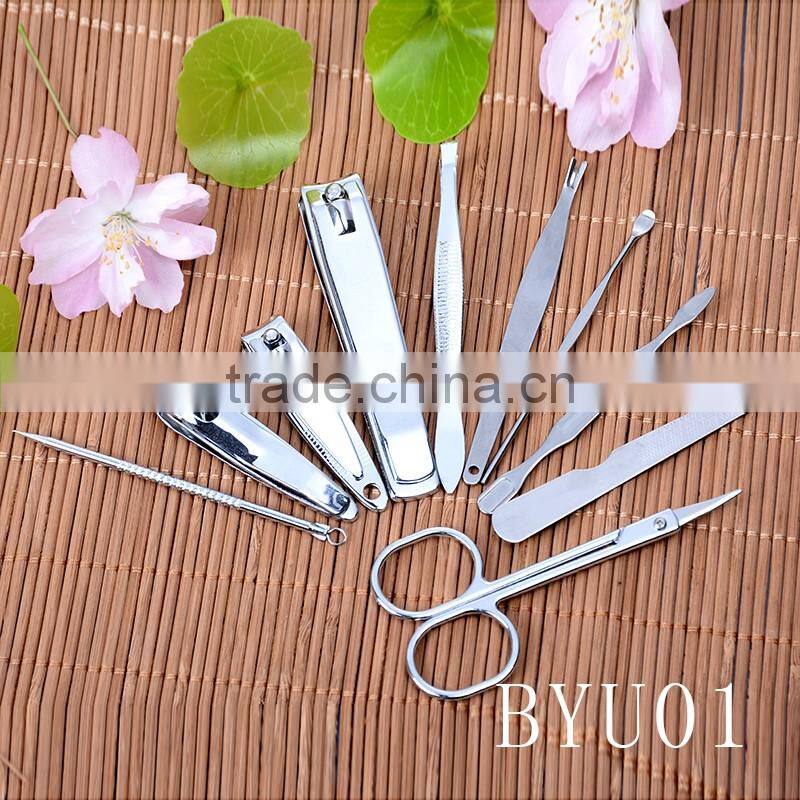 BYU01 Unique 10pcs stainless steel lady manicure sets