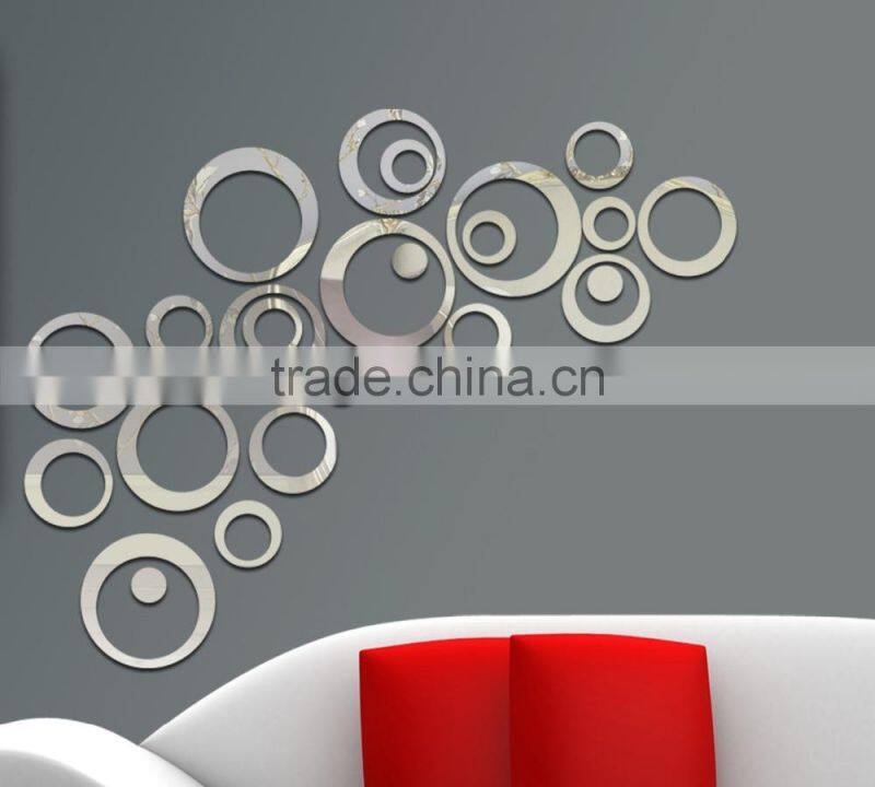 Fashion decorative wall mirror clock sticker , sitting room 3D mirror wall stickers