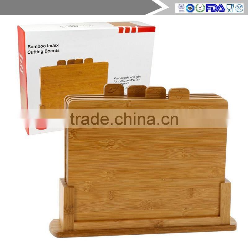 Bamboo Index Cutting Boards- All Natural Chopping Board with 4 Index Tabs by Good Cooking