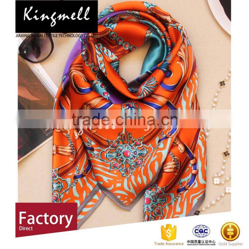 Custom made elegant satin silk scarf with 100%silk