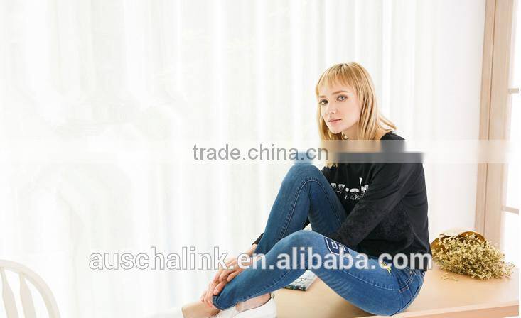 hot sale euro plus size fat lady fashion denim jeans customized