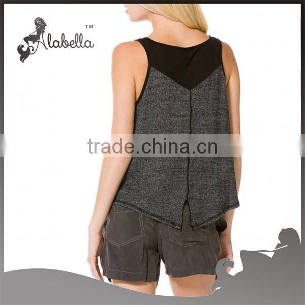Triangle crop top tank gym shark tank tops with black mesh panel