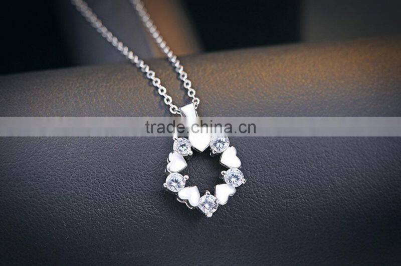 925 sterling silver heart crystal necklace jewelry