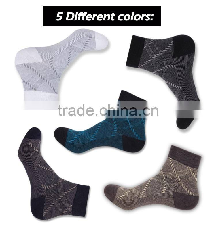 Low MOQ Wholesale OEM Custom Man Socks Business Cotton Socks diamond pattern