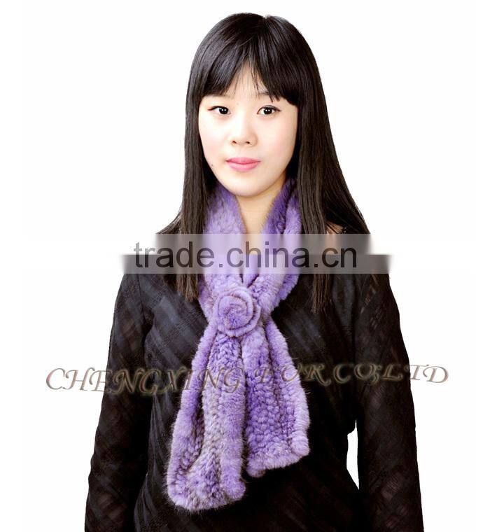 CX-S-82H Best Prices OEM Design Stock Fashion Knitted Mink Fur Ladies Scarf