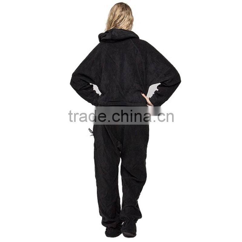Wholesale zipper thick flannel soft XXL hoodie footless onesie