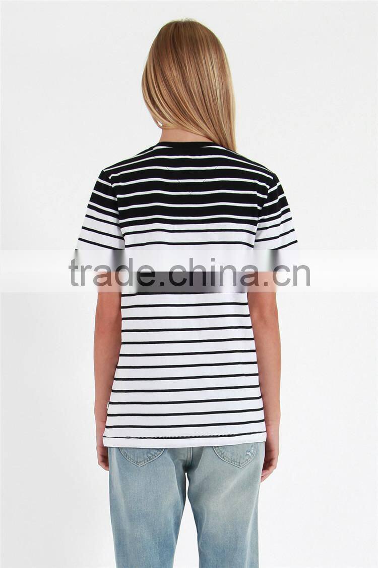 Summer fashion blank striped t shirt female t shirt for hot sale