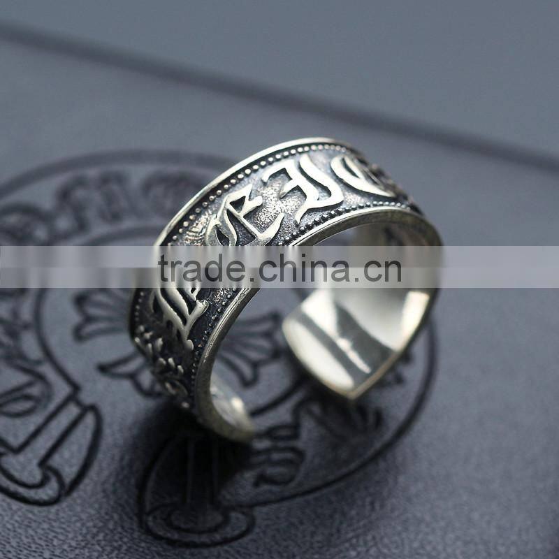 Fashion cool retro punk JEWELRY open ring sterling silver for men wholesale