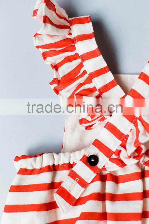 Summer Wear Cotton Clothes Simple Red Stripe Baby Romper For Newborns