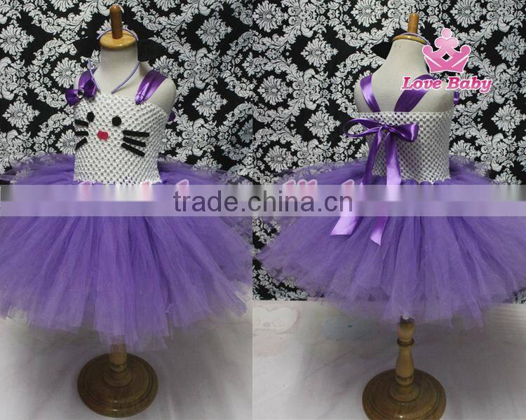 2015 Hot Sale Latest Design Boutique Little Girls Princess Party Tutu Dresses Purple Fairy Tulle Dress