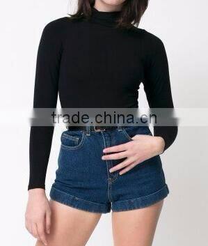 Runwaylover EY0628P 2017 Ladies High Waist Denim Shorts With Raw Hem