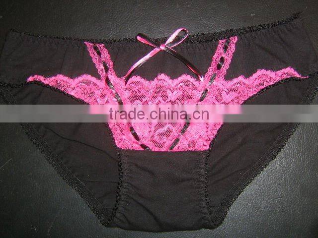 balck panty with rose red lace for charming lady big sizes low price