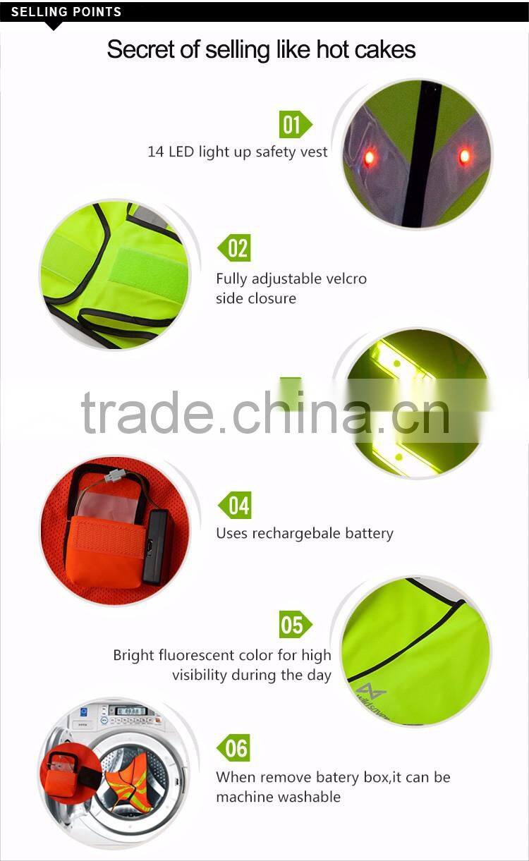 Hi Vis LED Police flashing safety reflective Vest