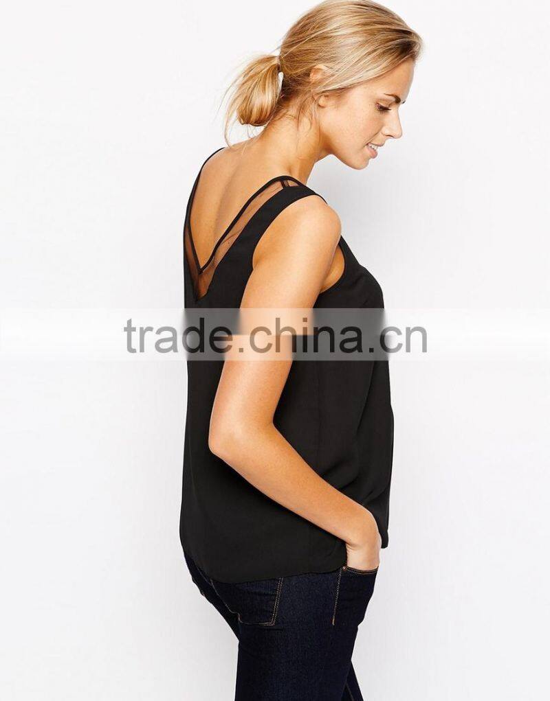 Maternity Vest With Sheer Insert And V Neck 2015