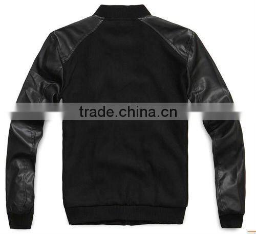 2012 new style men apparel winter sweater leather jacket wool jacket