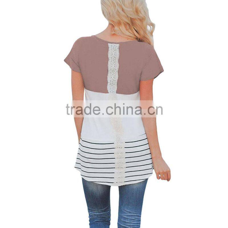 Custom fashion ladies short sleeve blouses for wholesale 2017