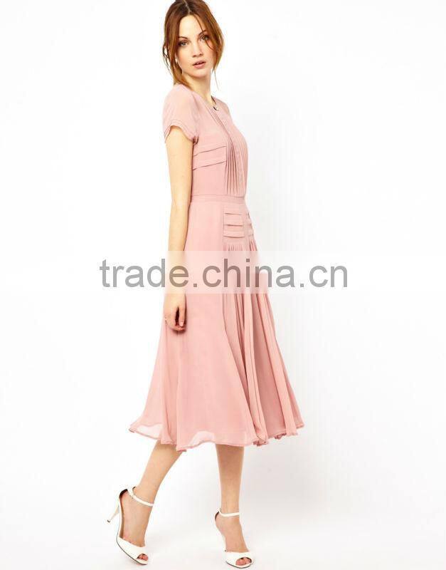 Pleated Skirt & Bodice Midi Dress