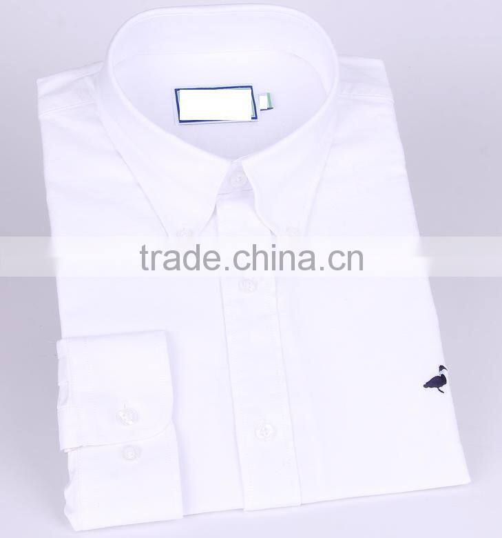 2017 white Oxford long sleeve button-down collar casual shirt for men